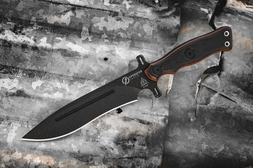 TOPS Knives Operator 7 Blackout Edition OP7-02 - Black Traction Coat Finish - Black Canvas Micarta/Black G10 Handle TOPS Knives Operator 7 Blackout Edition OP7-02 - Black Traction Coat Finish - Black Canvas Micarta/Black G10 Handle