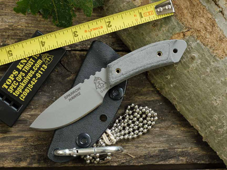 TOPS Knives, SPH-01 Sparrow Hawke (Hunter Point) Fixed Blade Knife w/ Black Linen Micarta Handle TOPS Knives, SPH-01 Sparrow Hawke (Hunter Point) Fixed Blade Knife w/ Black Linen Micarta Handle