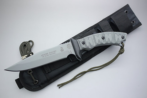 TOPS Knives, AFAL01 Apache Falcon - Black Linen Micarta Handle & White Liners TOPS Knives, AFAL01 Apache Falcon - Black Linen Micarta Handle & White Liners