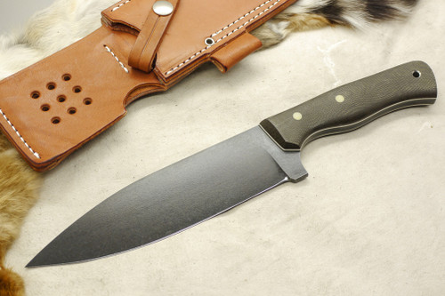 Valkyrie Knives Custom Beowulf (Flat Tang) - Green Canvas Micarta - Green & White Liners - Matte Finish - 1