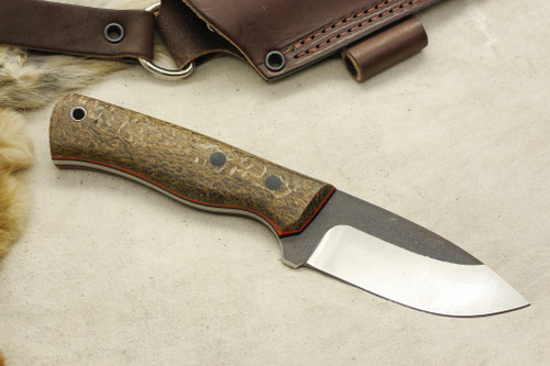 Valkyrie Knives Custom Companion Fixed Blade (Flat Tang) Knife w/ Coffee Bag Burlap Handle & Thick Black Liners & Thin Orange Liners - 2 Valkyrie Knives Custom Companion Fixed Blade (Flat Tang) Knife w/ Coffee Bag Burlap Handle & Thick Black Liners & Thin Orange Liners - 2