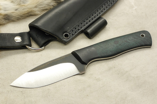 Valkyrie Knives Custom Companion Fixed Blade (Tapered Tang) Knife w/ Black Mango Handle, Black G10 Bolster & Black Liners - Thin Handle - 1