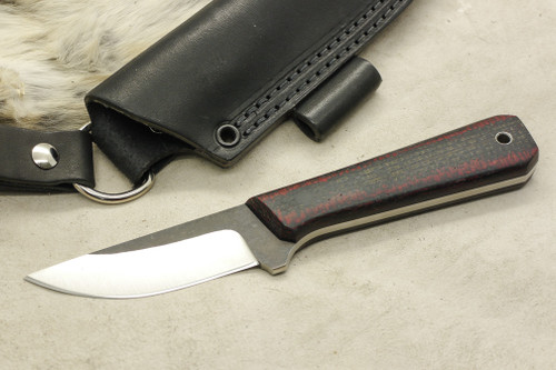 Valkyrie Knives Custom Hooligan Fixed Blade (Flat Tang) Knife w/ Black & Red Burlap Handle & Black Liners - 3