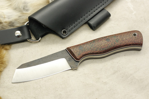 Valkyrie Knives Custom Rhino Fixed Blade (Flat Tang) Knife w/ Burgundy Burlap Handle & Black Thick Liners & Thin White Liners - 1