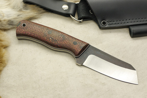 Valkyrie Knives Custom Rhino Fixed Blade (Flat Tang) Knife w/ Burgundy Burlap Handle & Black Thick Liners & Thin White Liners - 1 Valkyrie Knives Custom Rhino Fixed Blade (Flat Tang) Knife w/ Burgundy Burlap Handle & Black Thick Liners & Thin White Liners - 1