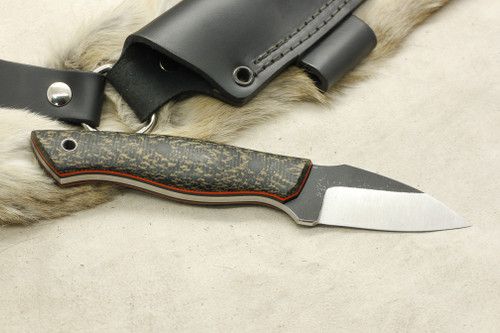 Valkyrie Knives Custom Talon Fixed Blade (Flat Tang) Knife w/ Herring Bone Burlap Handle & Thick Black & Thin Orange Liners - 1