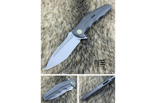 WE Knife Company 608O - Gray Titanium Framelock - 3.9" Stonewash Blade