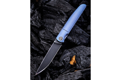 WE Knife Company 618E - Blue Titanium Framelock - 3.87" Black Stonewash Blade