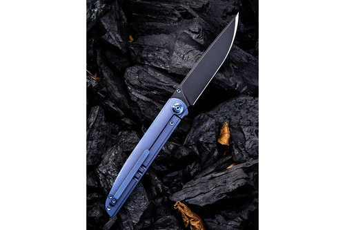 WE Knife Company 618E - Blue Titanium Framelock - 3.87" Black Stonewash Blade