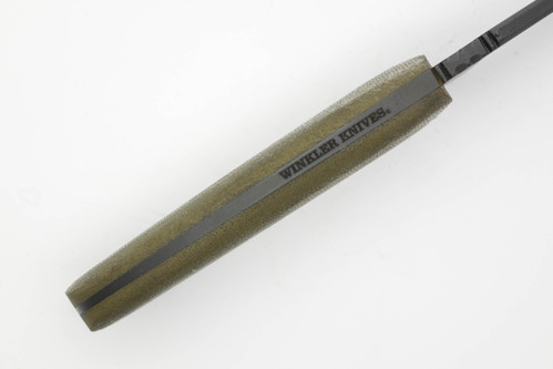Winkler Knives - Belt Knife - 80CRV2 Steel - Flat Grind - Green Laminate Handle - Tapered Tang