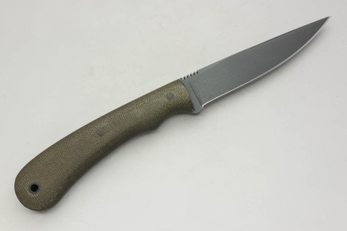 Winkler Knives - Operator - 80CRV2 Steel - Flat Grind - Green Canvas Micarta Handle - Tapered Tang - Leather Lined and Covered Kydex Sheath
