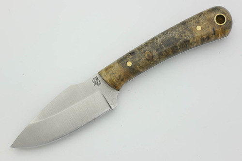 LT Wright Knives Great Plainsman - Saber Grind - D2 Steel - Buckeye Burl Handle - Brass Pins - Polished Finish / FREE BLACK LINERS! - 2