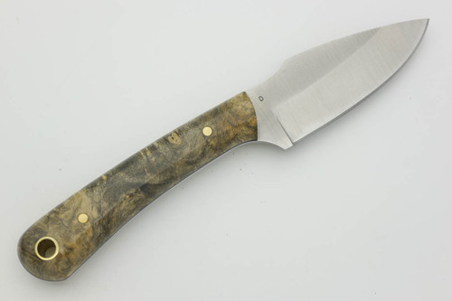 LT Wright Knives Great Plainsman - Saber Grind - D2 Steel - Buckeye Burl Handle - Brass Pins - Polished Finish / FREE BLACK LINERS! - 2