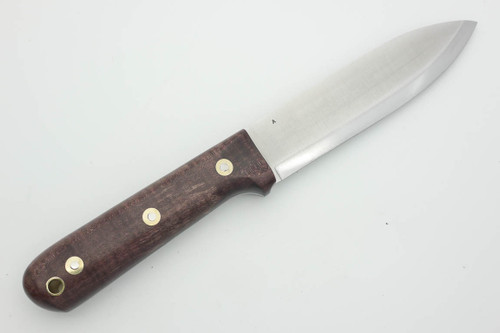 LT Wright Knives Gen 5 - Scandi Grind - Dark Curly Maple - Polished Finish - FREE Black Liners! - 3