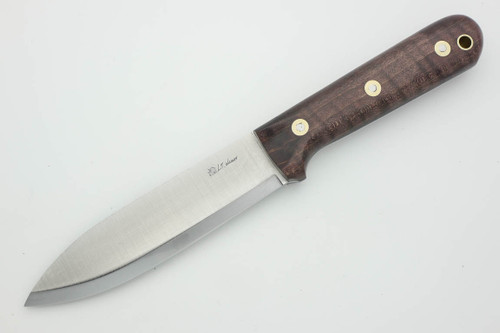 LT Wright Knives Gen 5 - Scandi Grind - Dark Curly Maple - Polished Finish - FREE Black Liners! - 4