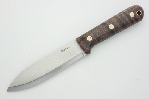 LT Wright Knives Gen 5 - Scandi Grind - Dark Curly Maple - Polished Finish - FREE Black Liners! - 5