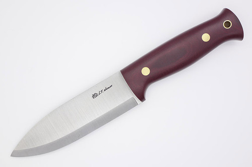 LT Wright Knives Illuminous 5 - 3V Steel - Scandi Grind - Double Red Canvas Micarta - Matte Finish