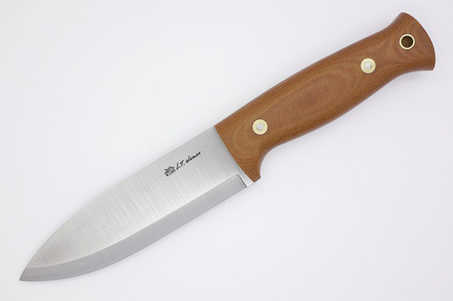 LT Wright Knives Illuminous 5 - 3V Steel - Scandi Grind - Natural Canvas Micarta - Matte Finish
