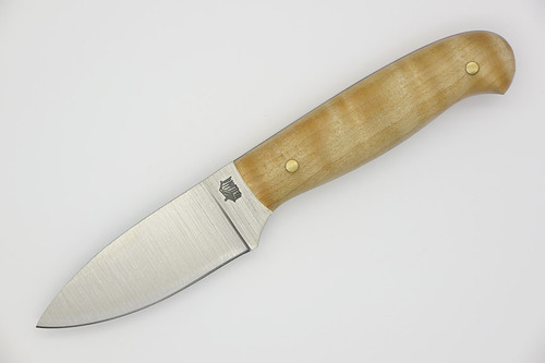 LT Wright Knives Patriot - A2 Tool Steel - Flat Grind - Natural Curly Maple Handle - Matte Finish - 4 / FREE Black Liners!