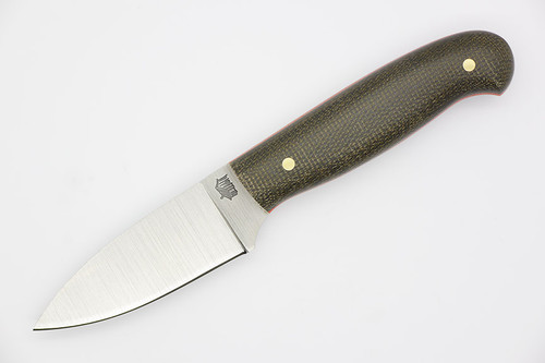 LT Wright Knives Patriot - A2 Steel - Flat Grind - Green Canvas Micarta Handle - Orange Liners - Matte