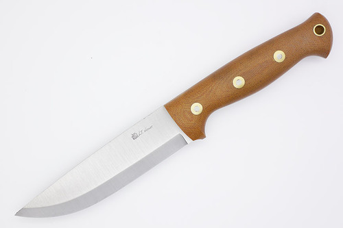 LT Wright Knives Forest Trail - A2 Steel - Scandi Grind - Natural Canvas Micarta Handle - Matte Finish - Kydex Sheath
