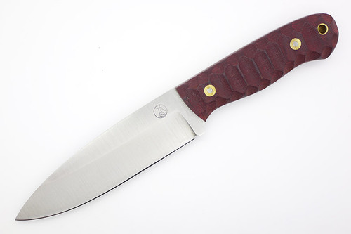 LT Wright Knives Sospes - Saber Grind - Double Red Canvas Micarta - Mountain Texture