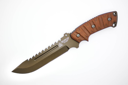TOPS Knives Steel Eagle 107C Delta Class - Midnight Bronze Blade Finish - Hunters Point - Tan Canvas/Black Canvas Micarta Handle - Rocky Mountain Tread