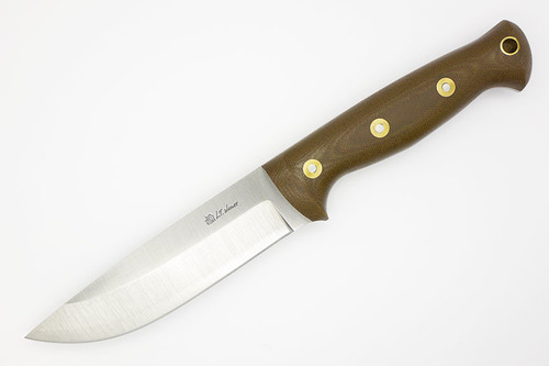 LT Wright Knives Forest Trail - A2 Steel - Saber Grind - Green Canvas Micarta Handle - Matte Finish - Kydex Sheath