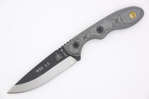 TOPS Knives  Mini Scandi Knife - MSK-BLM - Black Traction Coated Blade - Black Linen Micarta TOPS Knives  Mini Scandi Knife - MSK-BLM - Black Traction Coated Blade - Black Linen Micarta