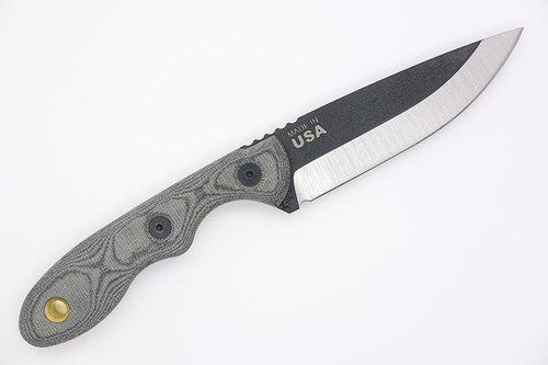 TOPS Knives  Mini Scandi Knife - MSK-BLM - Black Traction Coated Blade - Black Linen Micarta TOPS Knives  Mini Scandi Knife - MSK-BLM - Black Traction Coated Blade - Black Linen Micarta