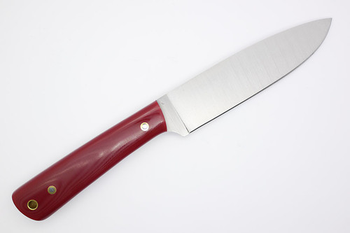 LT Wright Knives The Traveler Kitchen Knife - AEB-L Steel - Flat Grind - Red G10 - Polished Finish
