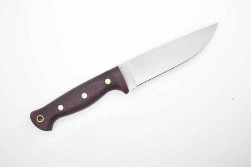 LT Wright Knives Forest Trail - A2 Steel - Flat Grind - Double Red Canvas Micarta Handle - Matte Finish - Leather Sheath LT Wright Knives Forest Trail - A2 Steel - Flat Grind - Double Red Canvas Micarta Handle - Matte Finish - Leather Sheath