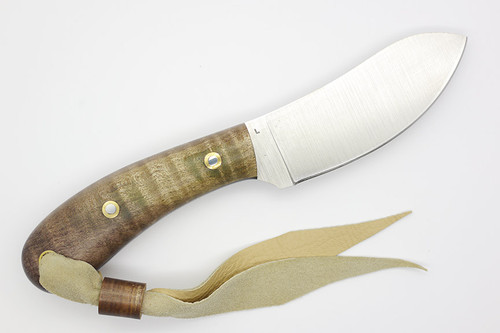 LT Wright Knives Camp MUK Custom - Flat Grind - AEB-L Stainless Steel - Dark Curly Maple Handle - Black liners - Polished Finish - Custom Lanyard LT Wright Knives Camp MUK Custom - Flat Grind - AEB-L Stainless Steel - Dark Curly Maple Handle - Black liners - Polished Finish - Custom Lanyard