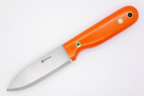 LT Wright Knives Bushcrafter A2 Steel - Scandi Grind - Orange G10 Handle - Black Liners - Polished Finish