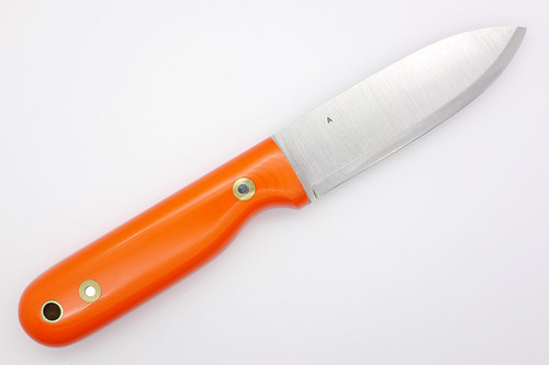 LT Wright Knives Bushcrafter A2 Steel - Scandi Grind - Orange G10 Handle - Black Liners - Polished Finish