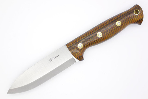 LT Wright Knives Forest Trail - A2 Steel - Scandi Grind - Spear Point -Bocote Handle - Polished Finish - 1 - FREE Black Liners!
