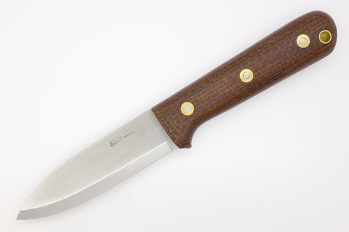 LT Wright Knives Genesis AEB-L Stainless Steel - Scandi Grind - Brown Burlap - Matte Finish
