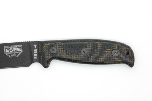 TKC EXTENDED Handle for ESEE 4 - Black Linen Micarta w/ Brown Burlap TKC EXTENDED Handle for ESEE 4 - Black Linen Micarta w/ Brown Burlap