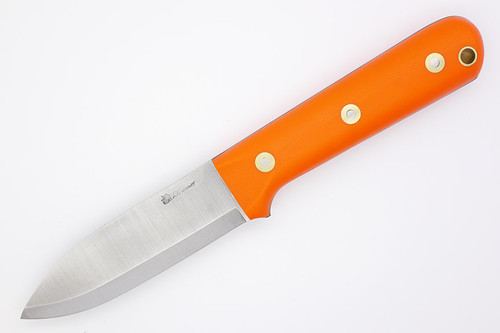 LT Wright Knives Genesis - CPM 3V Steel - Scandi Grind - Orange G10 - Black Liners - Matte Finish