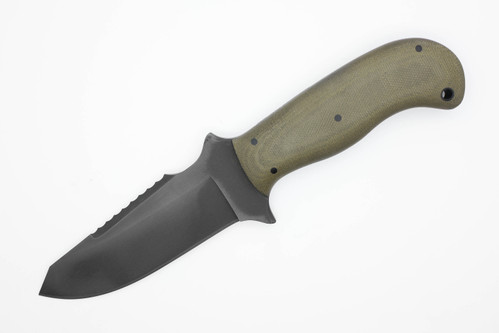 Winkler Knives - Utility Knife - 80CRV2 Steel - Serrated Spine - Green Laminate Handle