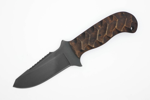 Winkler Knives - Utility Knife - 80CRV2 Steel - Serrated Spine - Sculpted Maple - Handle