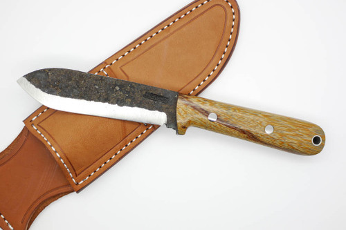 Lon Humphrey Custom Kephart, Scandi Grind (Flat Tang) Fixed Blade, Knife w/ Marblewood Handle - 1