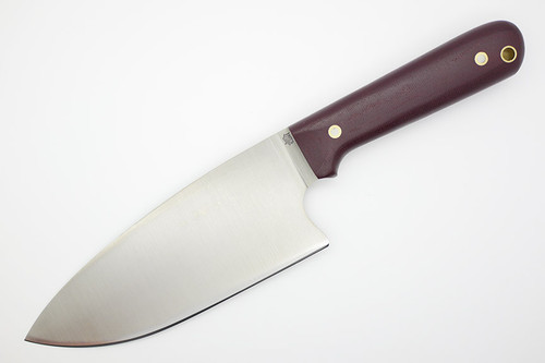 LT Wright Knives Camp Kitchen Knife - AEB-L Steel - Flat Grind - Double Red Canvas Micarta - Matte Finish