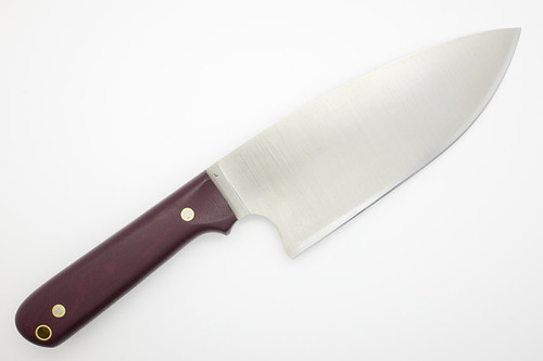 LT Wright Knives Camp Kitchen Knife - AEB-L Steel - Flat Grind - Double Red Canvas Micarta - Matte Finish