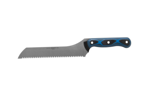 TOPS Knives Dicer 7 Bread Knife - Tumble Finish - 7.63" Blade - CPM S35VN Steel - Black Canvas Micarta/Blue and Black G10 Handle TOPS Knives Dicer 7 Bread Knife - Tumble Finish - 7.63" Blade - CPM S35VN Steel - Black Canvas Micarta/Blue and Black G10 Handle