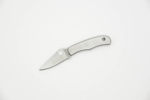 Spyderco BUG Stainless - C133P - Folding Knife - Satin 3Cr13 Stainless Steel Blade - Brushed Stainless Steel Handle