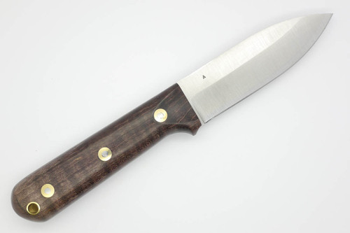 LT Wright Knives Genesis - A2 Steel - Saber Grind - Dark Curly Maple - Polished Finish - 1 - FREE Black Liners!