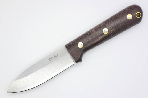 LT Wright Knives Genesis - A2 Steel - Saber Grind - Dark Curly Maple - Polished Finish - 3 - FREE Black Liners!