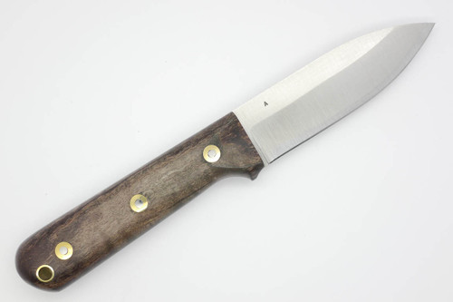 LT Wright Knives Genesis - A2 Steel - Saber Grind - Dark Curly Maple - Polished Finish - 4 - FREE Black Liners!