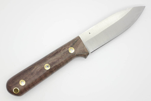 LT Wright Knives Genesis - A2 Steel - Saber Grind - Dark Curly Maple - Polished Finish - 5 - FREE Black Liners!